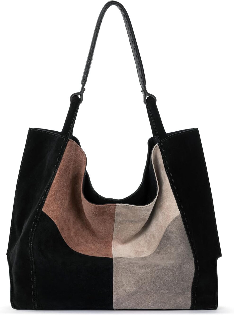 The Sak Los Feliz Large Tote in Neutral Suede Block